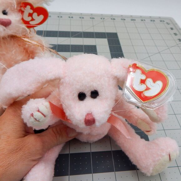 Ty Attic Treasures Collectible Bunnies Strawbunny Camelia Blush Jointed Plush - Picture 7 of 12